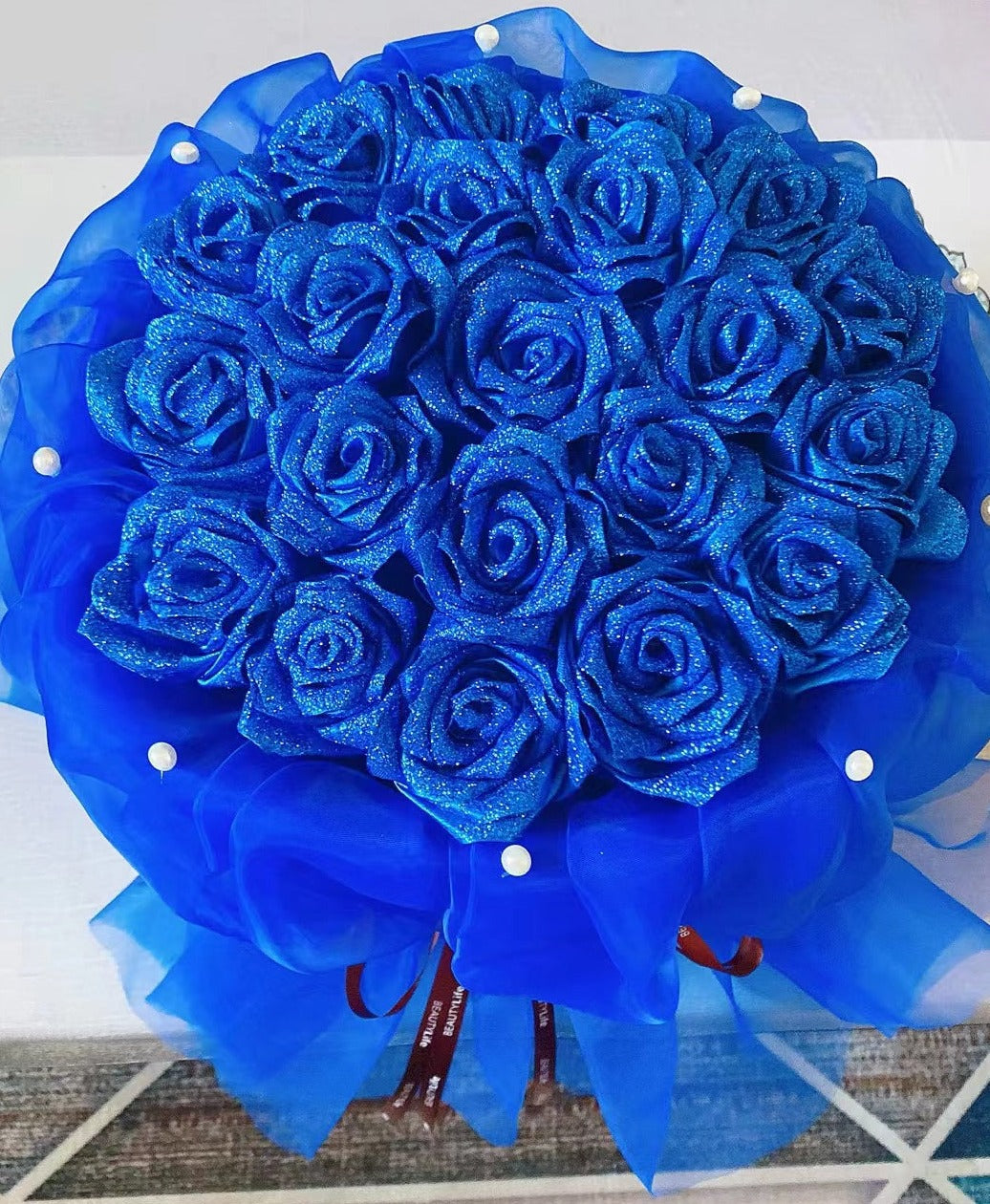 Handmade diy custom ribbon rose flower multil color 33pcs finish products for birthday girlfriend gift
