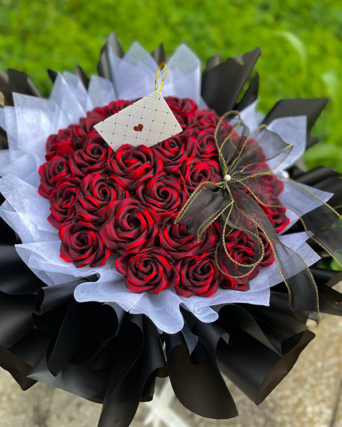 Handmade diy custom ribbon rose flower multil color 33pcs finish products for girlfriend gift