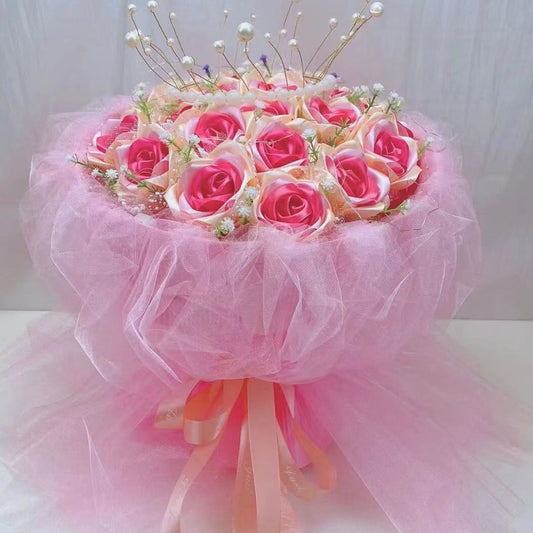 Buatan tangan diy kustom pita bunga mawar multil warna 33pcs produk jadi untuk hadiah pacar